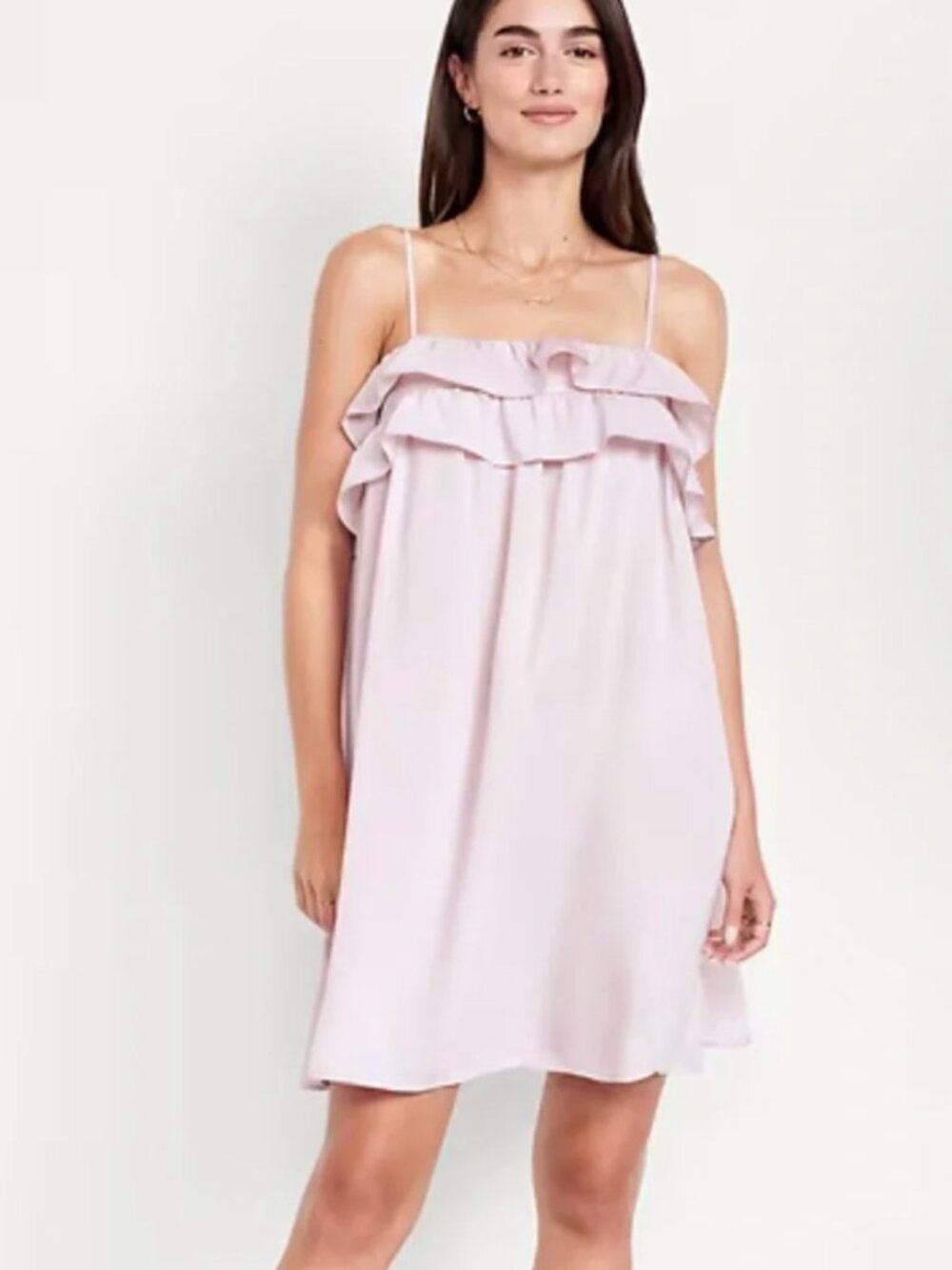 Ruffle-Trim Satin Mini Dress XL NWT Lilac